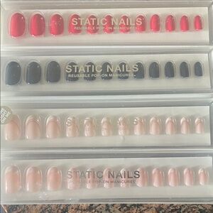 Reusable Press-On Nails Set - Red, Black, Nude
